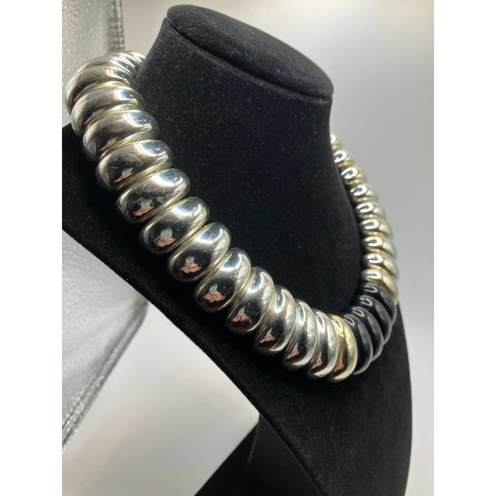 Multi-Tone Sculptural Effect Statement Necklace - image 5